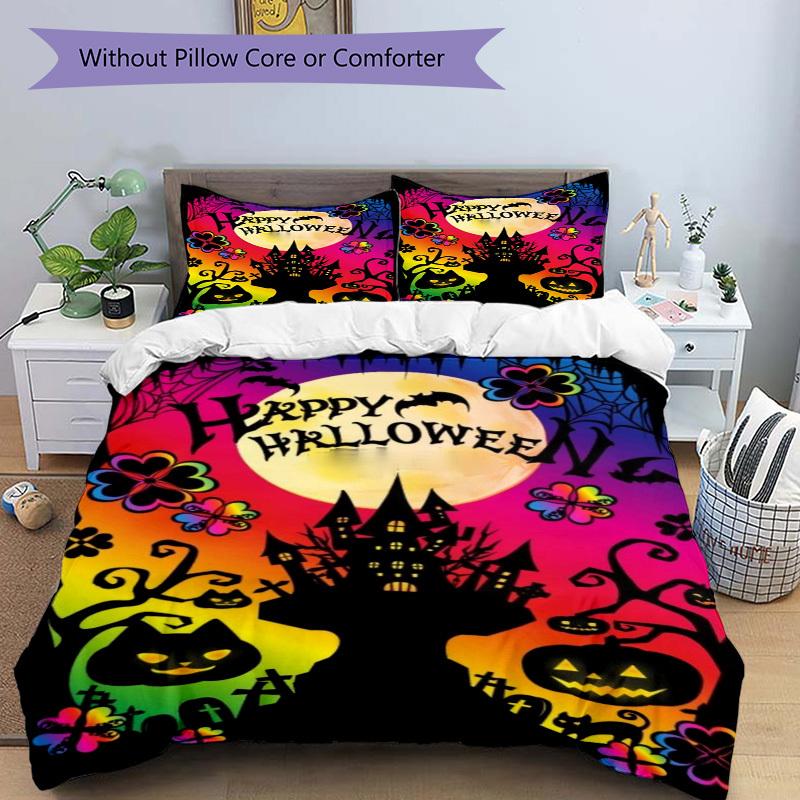 3pcs Halloween Decorations Duvet Cover Set -Includes 1 Duvet Cover and 2 Pillowcases, No Quilt Core, All-Season Home Decor yy251111100