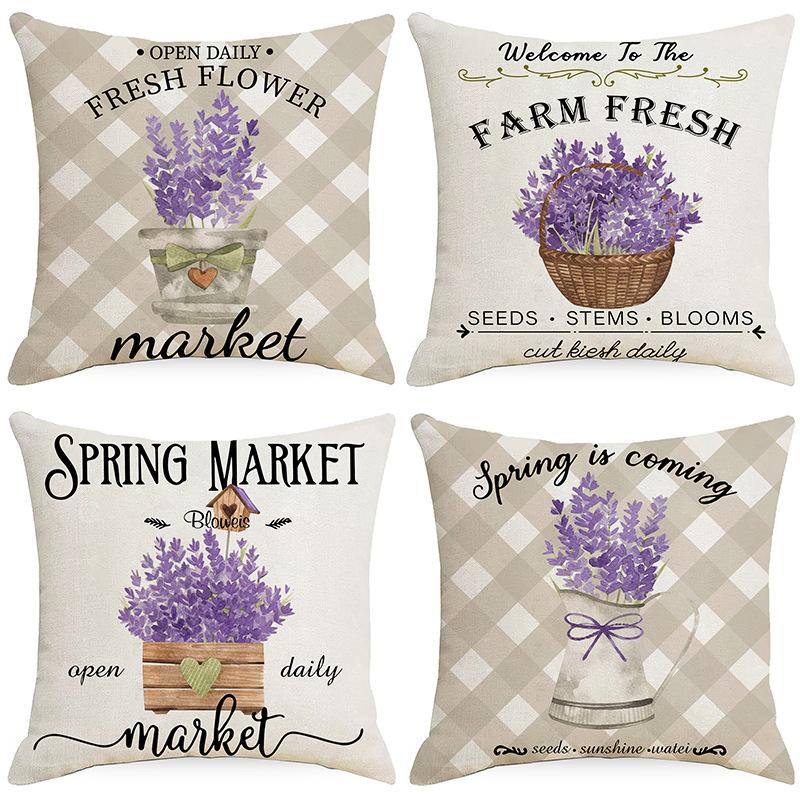 Plants and Flowers Spring Linen Pillowcase Purchasing Sofa Car Living Room Bedside Cushion Pillow