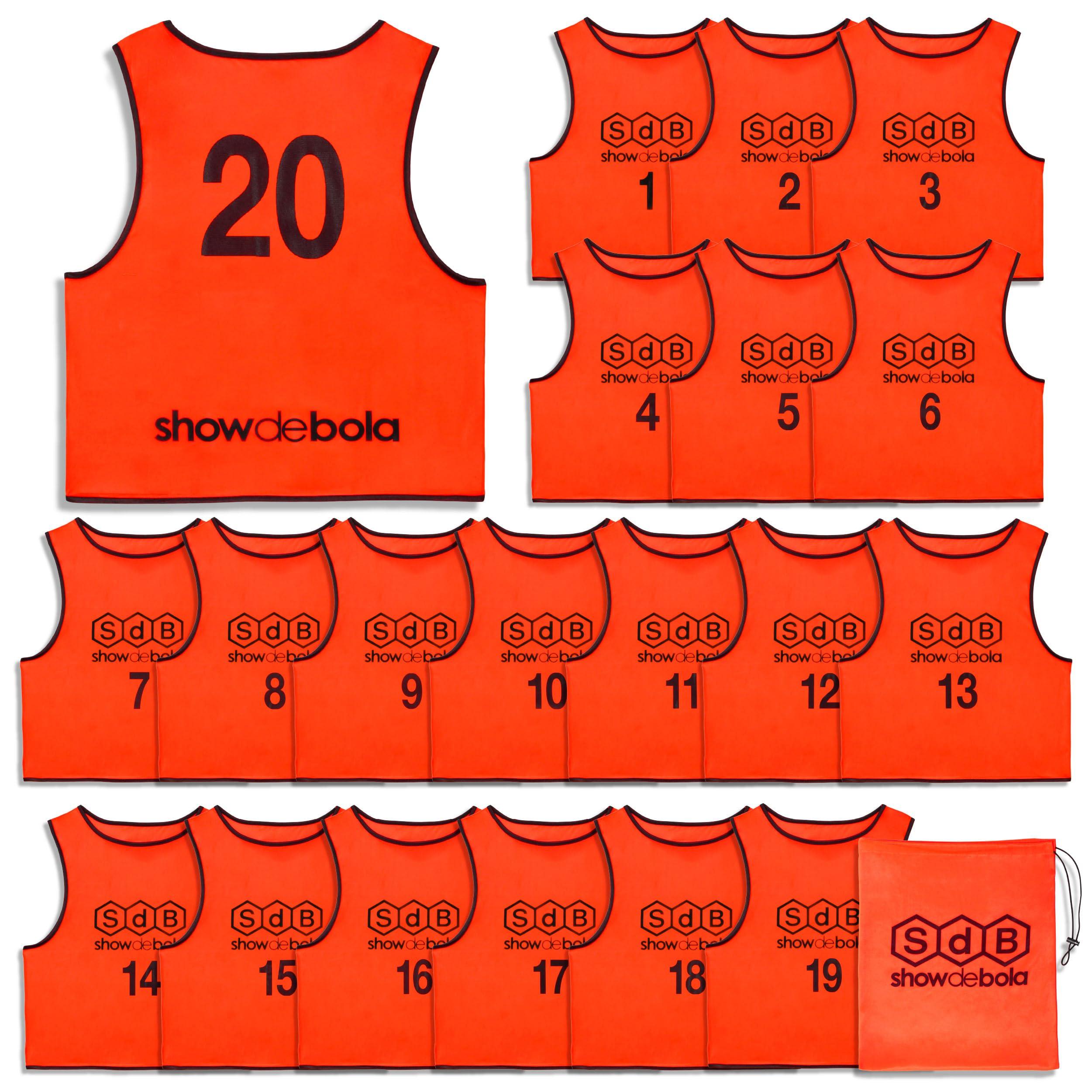 

Show de Bola Soccer Bibs, Set of 20 (Numbers 1-20) SDB0006 (Orange, Junior Free Size (JF) (6100))
