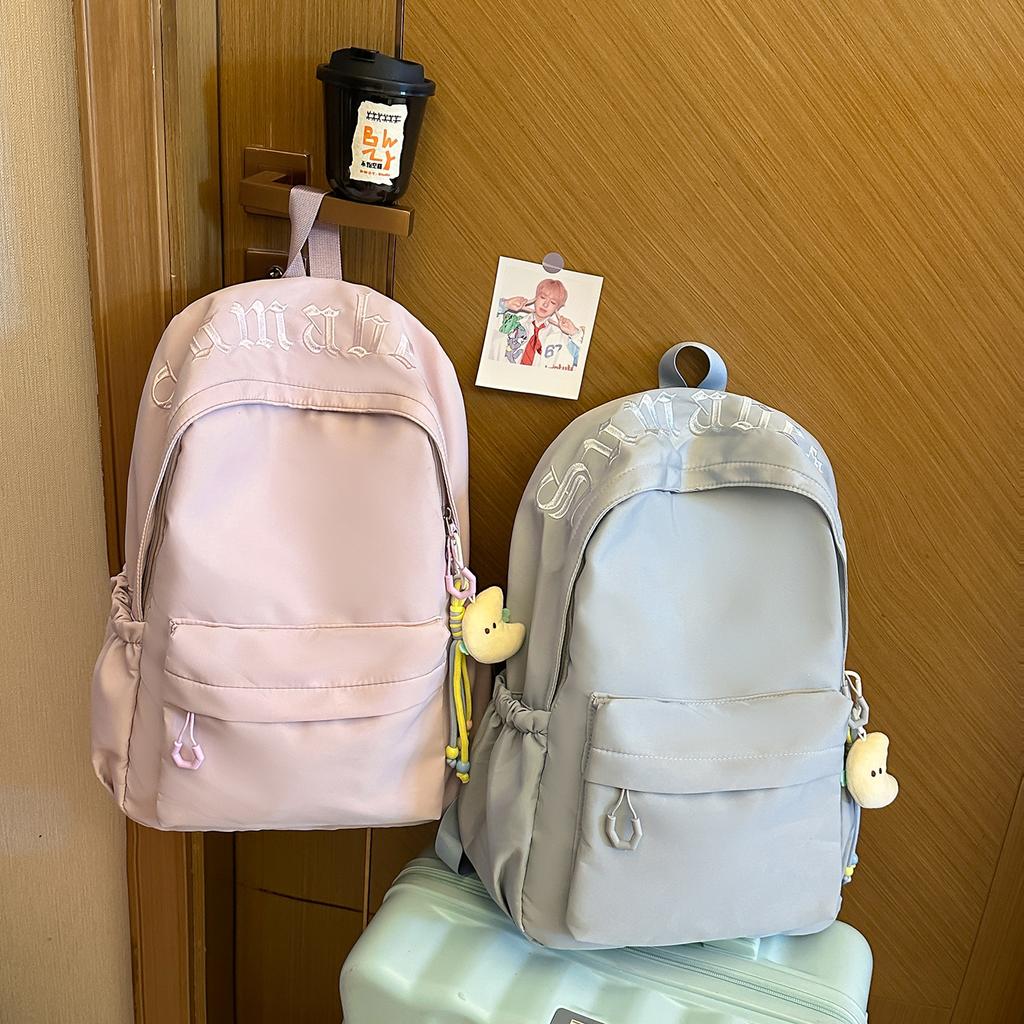 Schoolbag Solid Color Backpack Women's 1011 New Versatile College Student Middle School School Bag Lightweight Casual Computer Backpack