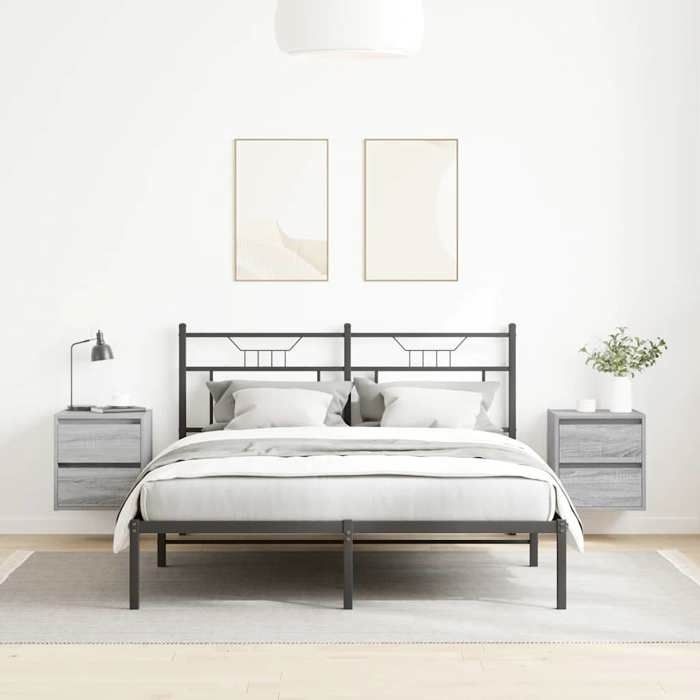 VidaXL Wall-mounted Bedside Tables 2 Pcs Sonoma Grey 38x34x40 Cm, Bedside Table, Bed Cabinet, Bedroom Side Table, 861258