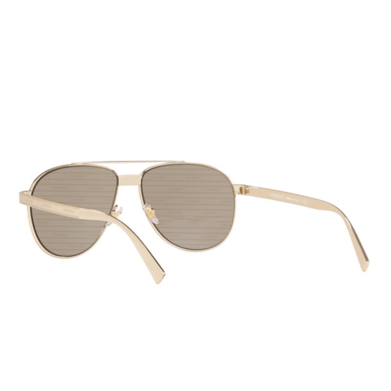 Versace Stylish Aviator Style Metal Sunglasses Brown 2459656 VE22091252V3-Brown 58