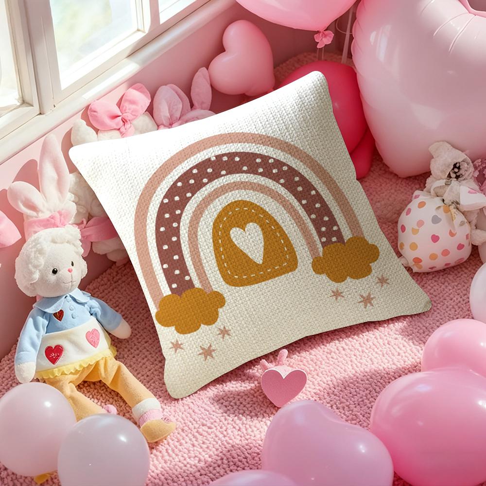 Rainbow Print Pillow Case Anti-Dustmite Pillowcase Invisible Zipper Silky Short Plush Sofa Cushion Cover