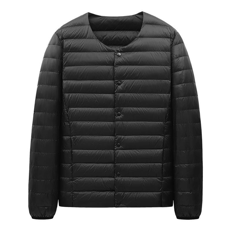 

Men s light down jacket short V-neck can be opened two casual warm jacket 90 down liner jacket for men M