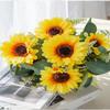 7 Head Artificial Flowers Silk Sunflower Wedding Bridal Bouquet Home Room Table Decor Outdoor Yard Garden Wall Festival Diy Gift