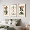 Minimalist Wall Art Print Picture, Boho Abstract, Orange Green Leaf, Semicircle Poster, Botanical Canvas Painting, Living Room D