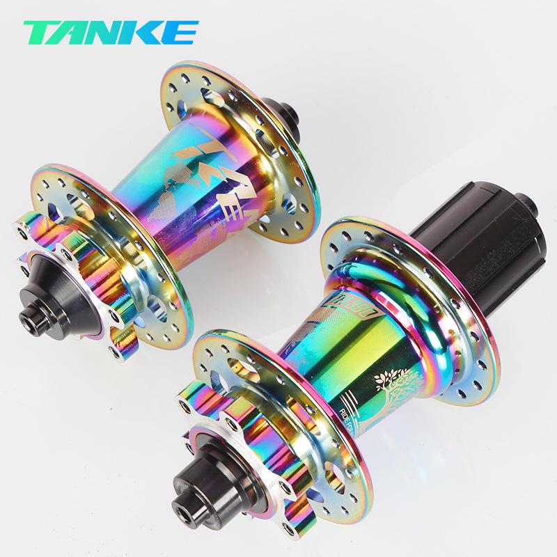 TANKE Mountain Bike 4-Bearing Hub: Quick Release Thru Axle, Iridescent Aluminum Alloy.