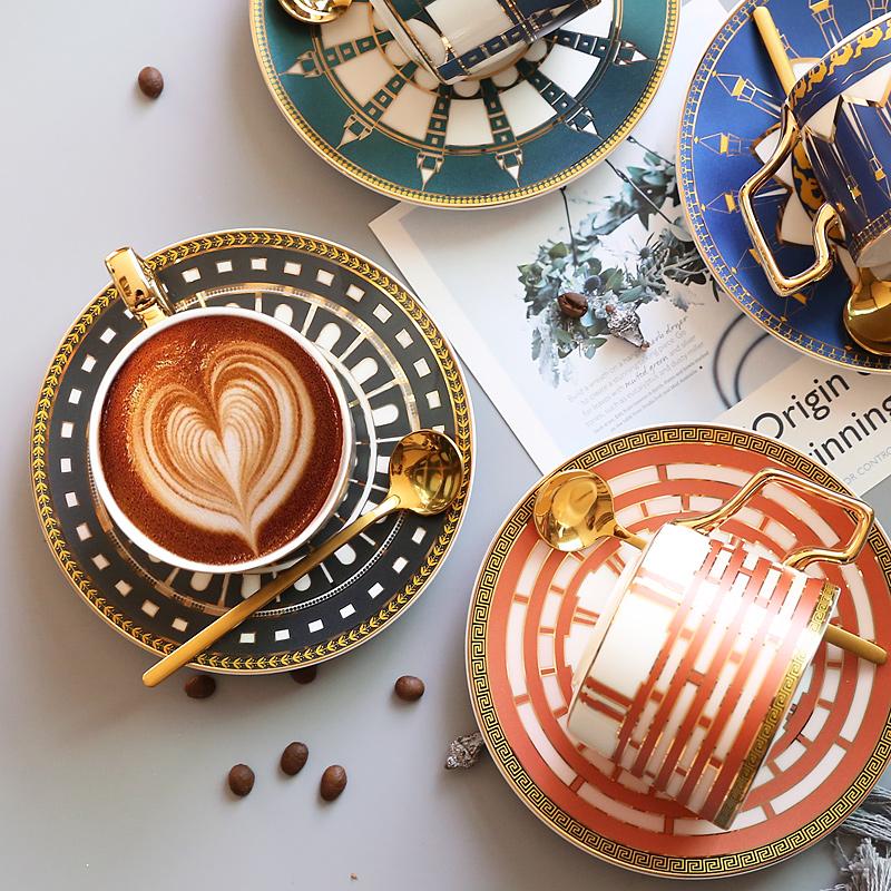 Luxury European Tower Bridge Ceramic British Coffee Cup And Saucer Spoon Set Home Afternoon Tea Milk Flower Tea Cup Mug