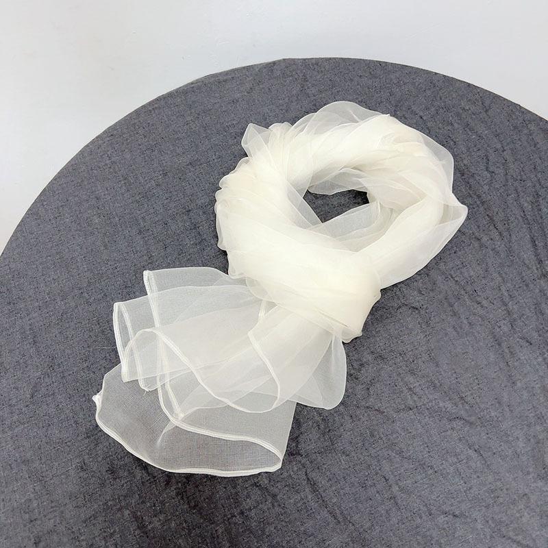 Popular Flax Plant Dyed White Scarf Summer Sunscreen Silk Silk Scarf Solid Color Cotton And Linen Shawl