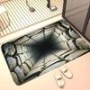 2D-Druck Fußmatte Steinbrunnen Höhle Design Willkommens-Eingangsmatte Weich Rutschfest Visuelle Illusion Lustiger Türvorleger Teppich