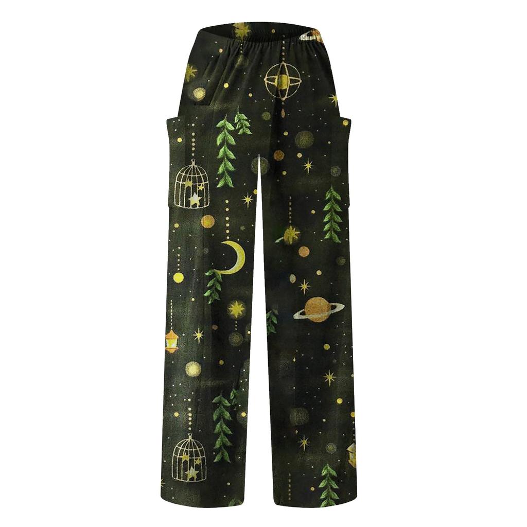 Women Fashion Christmas  Snowmen  Print Casual Loose Pants Plus Size Loose Pants