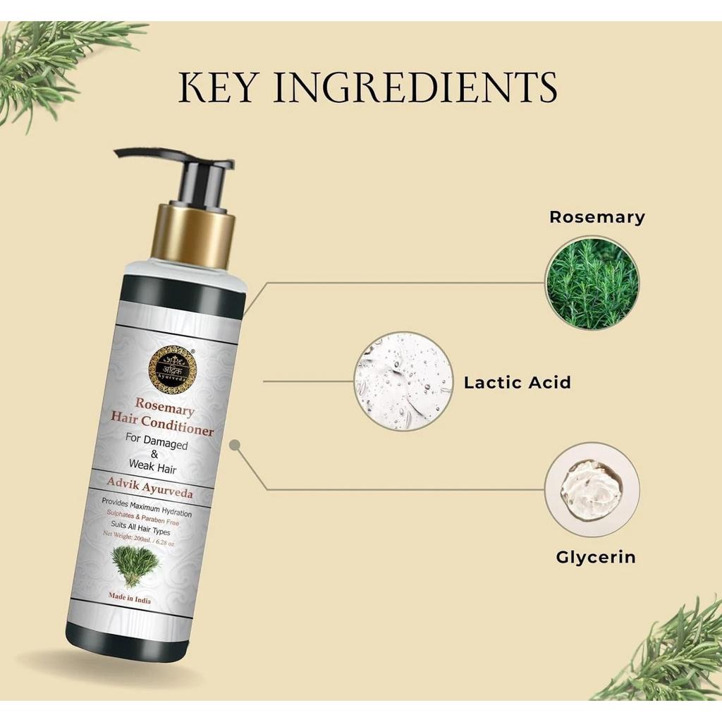 Advik Ayurveda Rosemary Hair Conditioner For All Hair Types 200ml