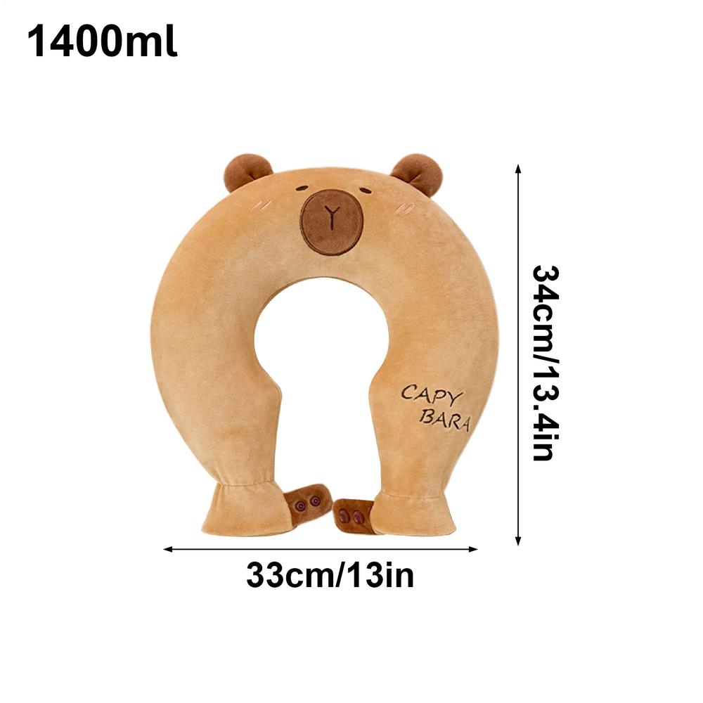 U-Shape Hot Water Bag Cute Capybara Soft Warming Supplies Hot Bottle Water Bag For Spine Calmy Cervical Neck Home Winter Offices