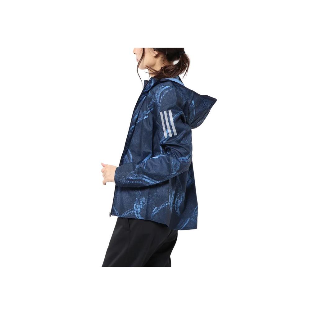 Adidas W Own The Run Hooded Zip Long Sleeve Jacket Women Jacket Navy-Blue DZ2011