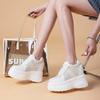 Fashion 11CM Air Mesh Microfiber Leather Platform Wedge High Brand Women Sandals Breathable Flats Chunky Sneakers Hollow Casual Shoes