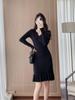 High-End V-Neck French Knitted Midi Fishtail Dress for Autumn/Winter