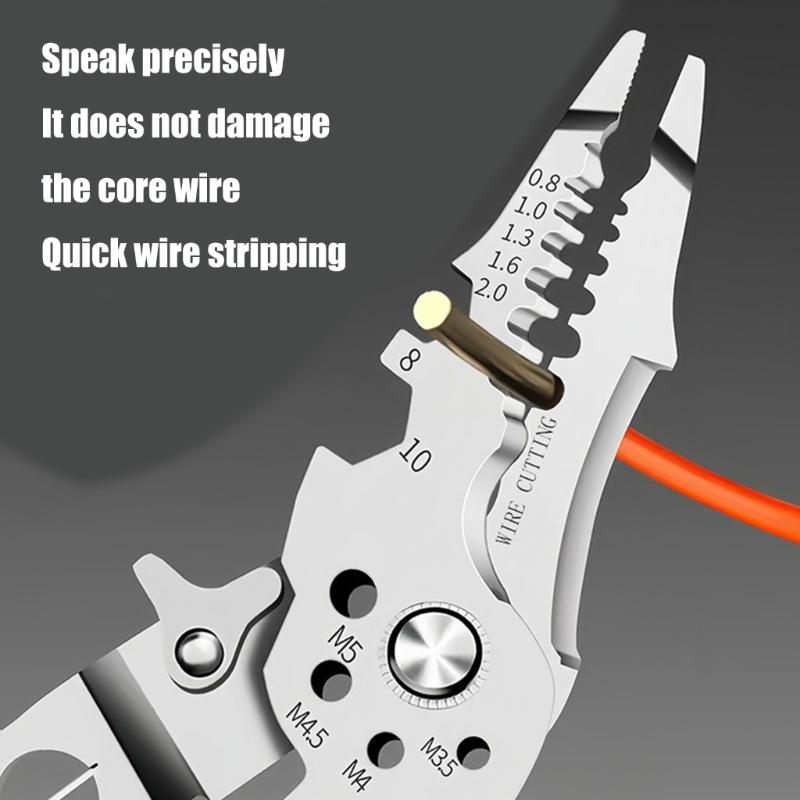 High Carbon Steel Wire Stripping Pliers with Built In Safety Lock for Easy Storage and Portability Home & Industrial Use