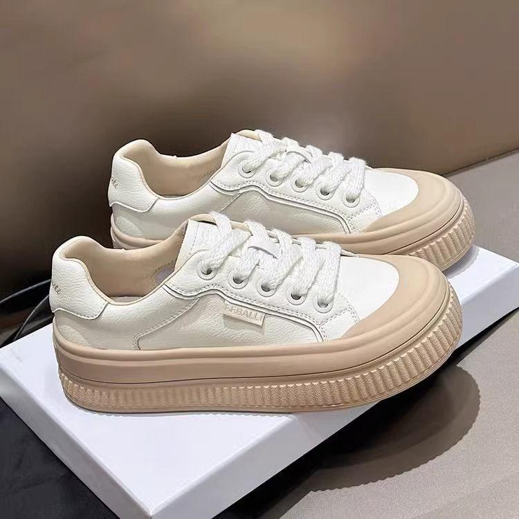 

thick-soled leather white shoes women s summer 2025 new high-value Korean version of versatile low-heeled sports and leisure shoes 40