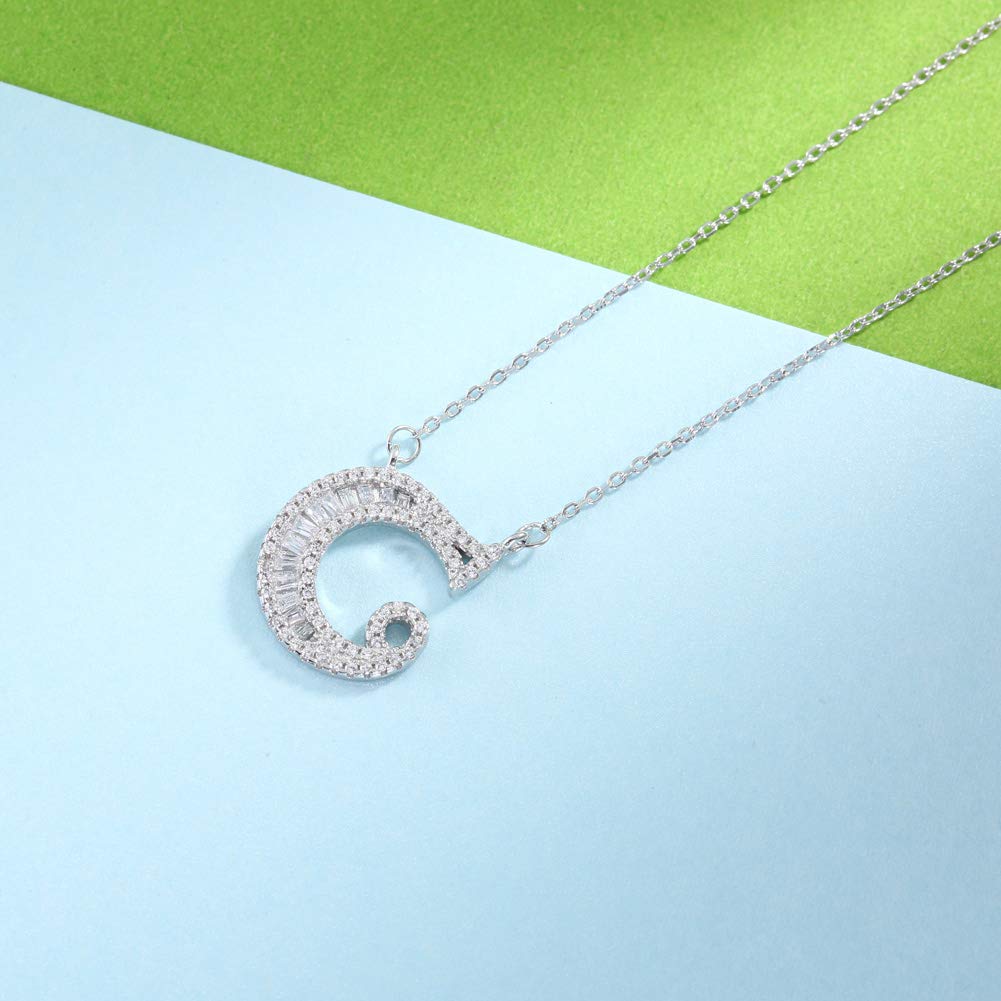 AIKS Women's Necklace, Sterling Silver 925, Zirconia Alphabet Pendant, Sterling Silver Chain, Initial Necklace, Valentine's Day Fashion Accessory