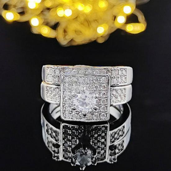 Luxurious Non-Fading Unisex Diamond Wedding Band Set