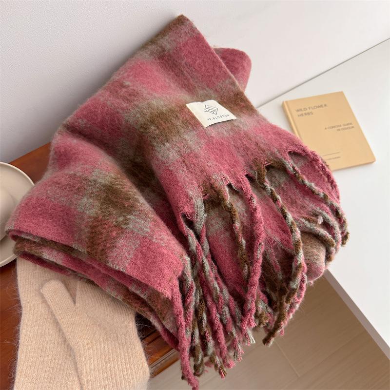 Winter Men and Women Couples Scarf Warm Thickened Shawl Soft Waxy Retro Lazy Style Scarf