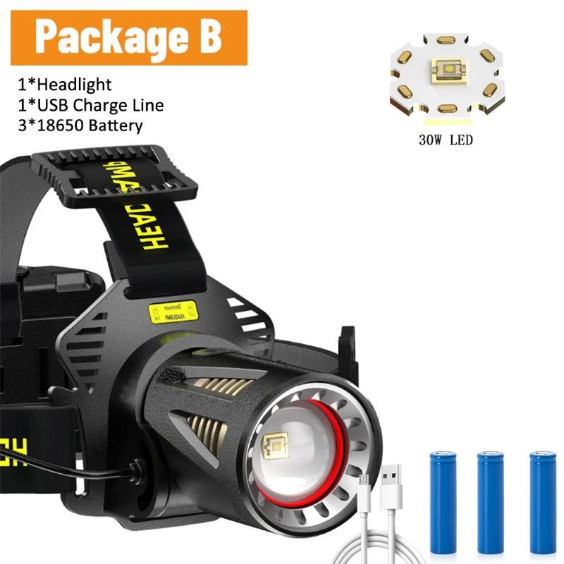 XHP360 High Power Fishing Headlamp USB Rechargeable LED Flashlights Camping Hiking Light Headlight Can Be Used As A Power Bank