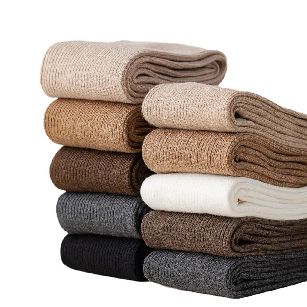 80% Cotton Calf Socks, Double Needle Strips, Micro-Pressure Vertical Striped Socks, Women'S Cotton Socks, Stacked Long Socks