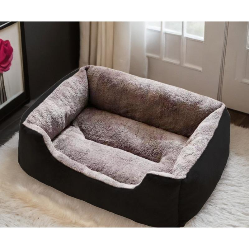 Всесезонное Универсальное Гнездо для Питомца Кошачье Гнездо Собачье Гнездо Коврик Зимнее Теплое Однотонное Квадратное Гнездо для Маленьких и Средних Собак Тедди Корги Диван-Кровать S 45x30cm чёрный