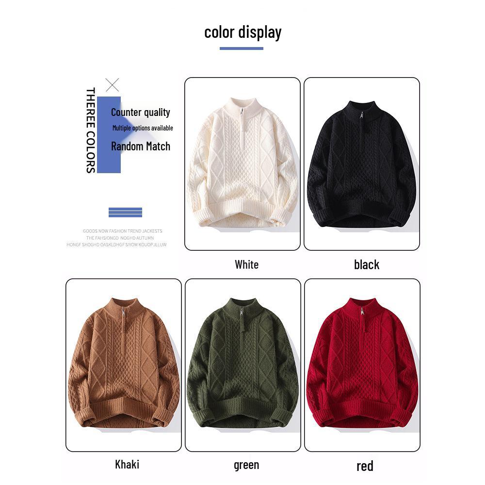 Men's 2025 Argyle Cable Knit Half-Zip Sweater - Teen Outerwear Pullover