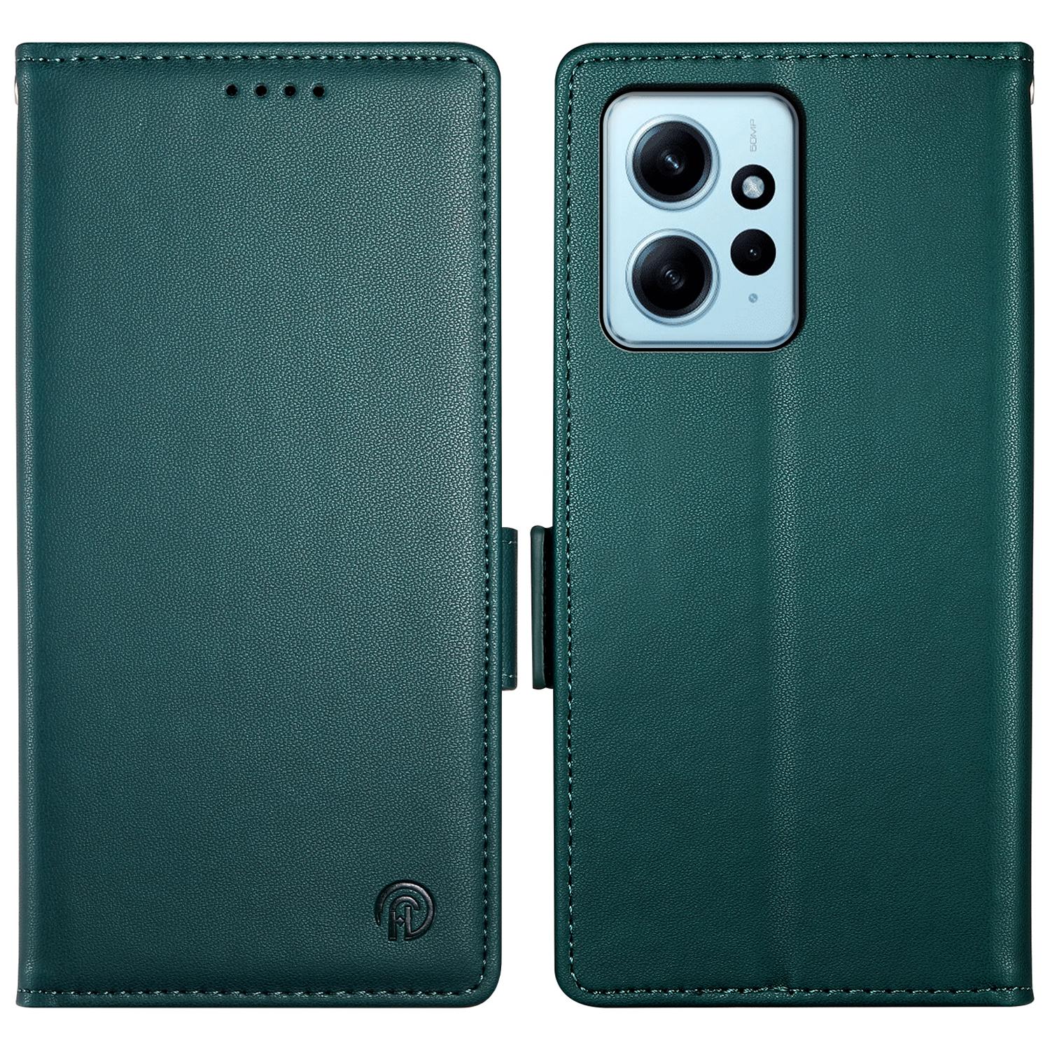 

DF-010 For Xiaomi Redmi Note 12 4G Case Shockproof Leather Phone Cover Blackish Green