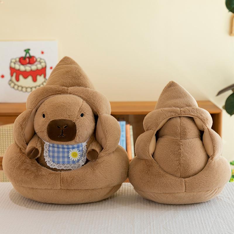 Spoof Baba Wo Kapibara Plush Toy Removable Poop Funny Capybara Doll Sleeping Accompanying Doll
