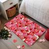 Pink Heart Door Mat Y2K Sweet Cute Plaid Heart Pattern Rug Non-slip Water Absorbent Home Decor Floor Mat for Valentine's Day