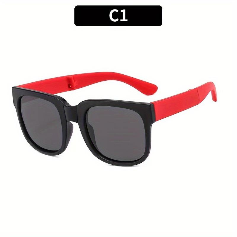 

1 Pair Foldable Glasses for Boys & Girls Portable Square Frame Travel Glasses Playful Design|Durable Lenses Outdoor Glasses