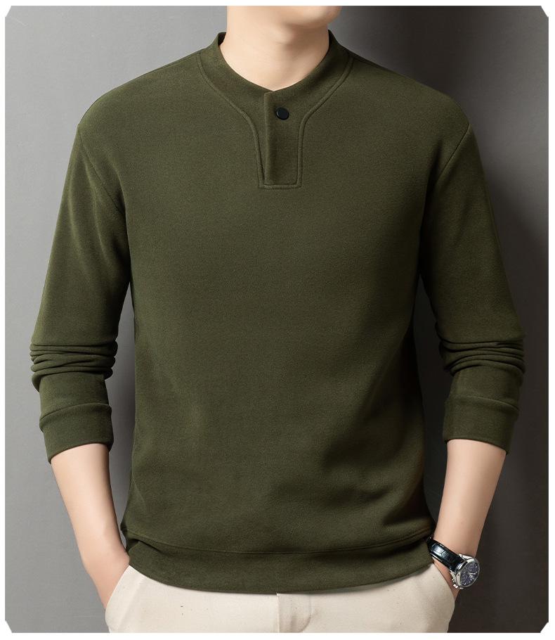 Men's Fleece-Lined Stand Collar Sweatshirt - Stylish, Warm Base Layer for Autumn/Winter