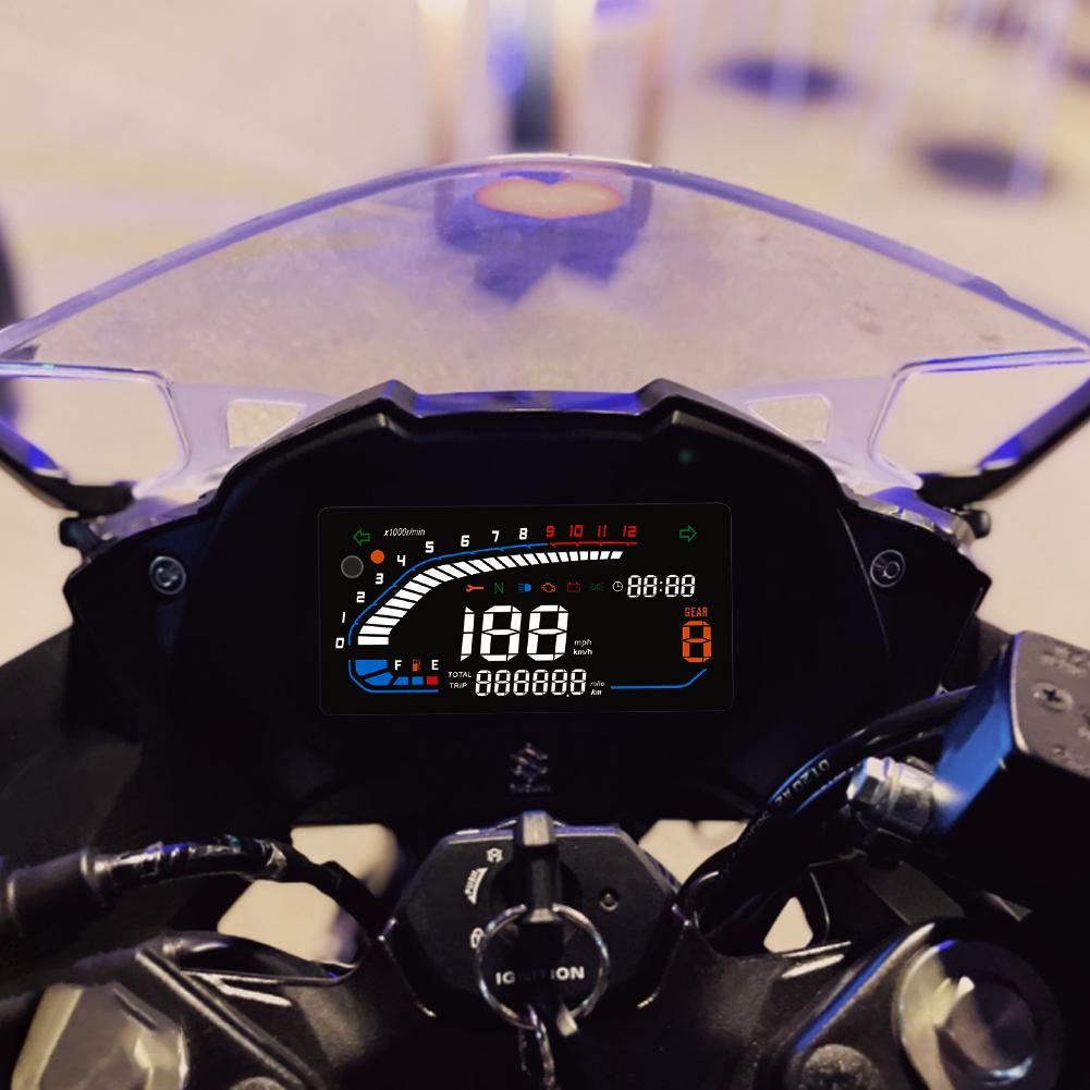 Digital Motorcycle Speedometer Motobike Dashboard Odometer with Multi-Function Indicator Light Motorcycle Accessories