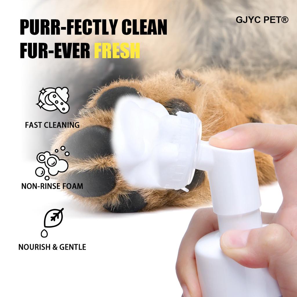 Paw Cleaner Foam Pet Dry Shampoo No Rinse Foaming Built-in Silicone Massage Brush Deodorizes Removes Dirt Mud For Outdoor Walks