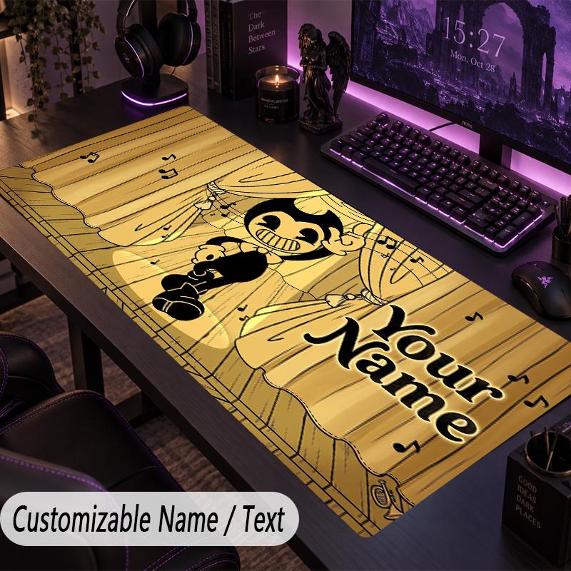 Custom Text Big Mousepad, Extended Desk Pad For Laptop Work GameBendy and the Ink Machine