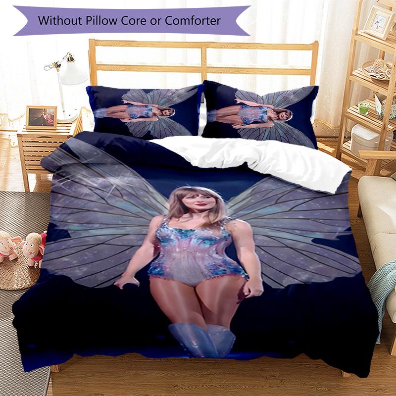3pcs Taylor Swift pattern bedding set duvet cover set includes duvet cover &pillowcases, perfect all season bedroom decoration & gift