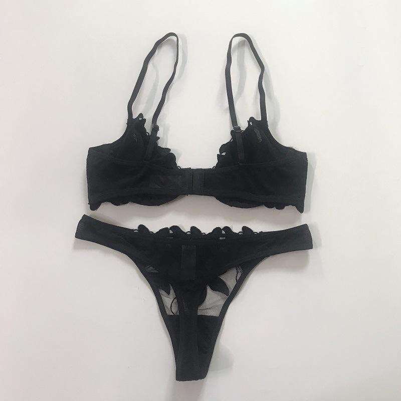 French Lace Spicy Lingerie Set: Breathable Mesh, Ultra-Thin Underwire Push-Up Bra