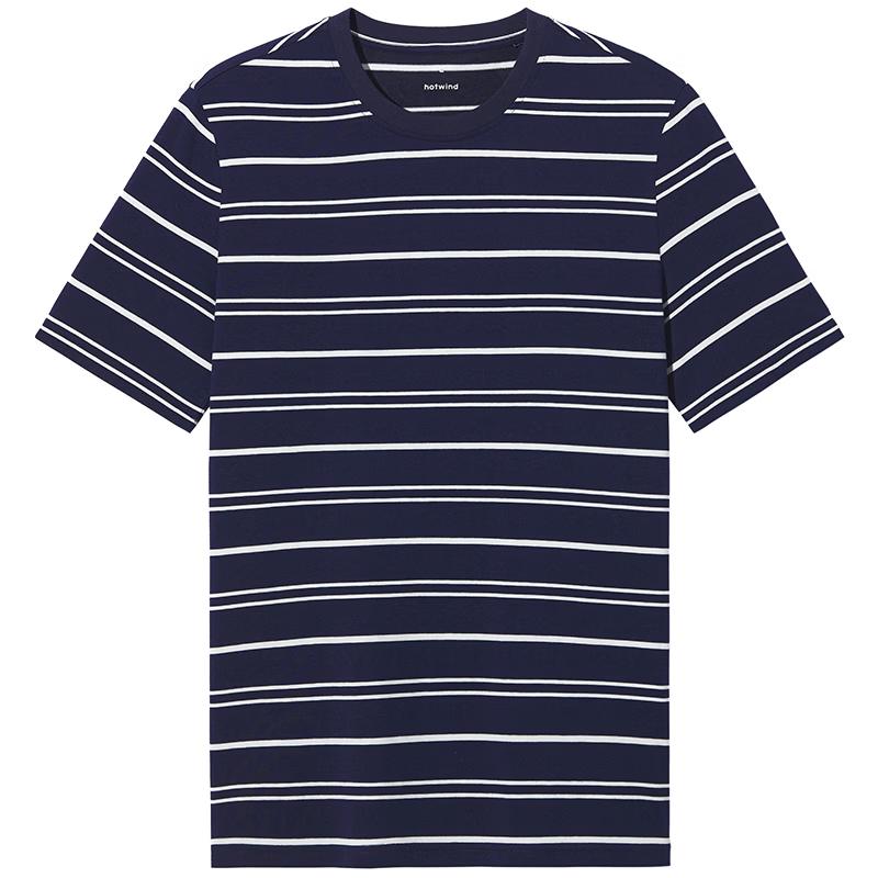 Men s Striped Loose Short-Sleeve T-Shirt L