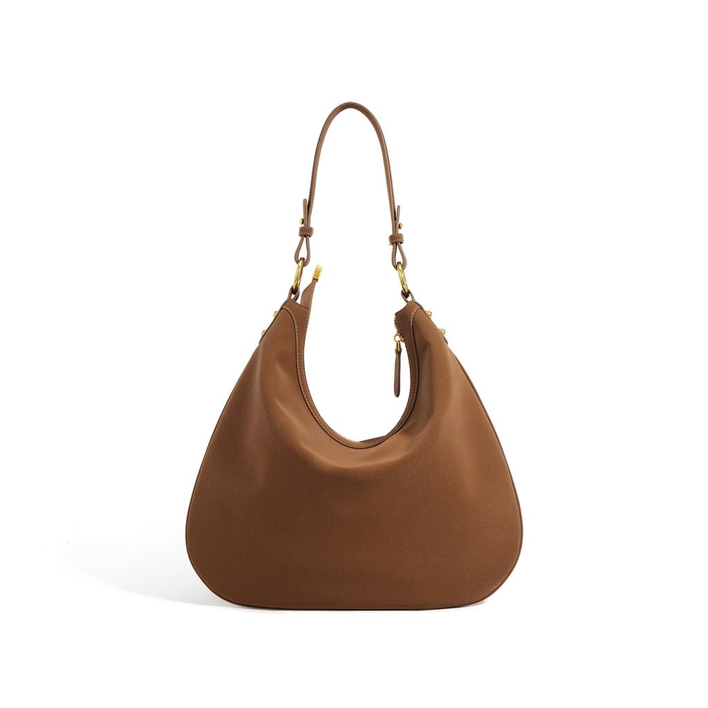 Niche design new retro texture cowhide bag underarm hand carry temperament casual lazy wind large capacity dumpling bag