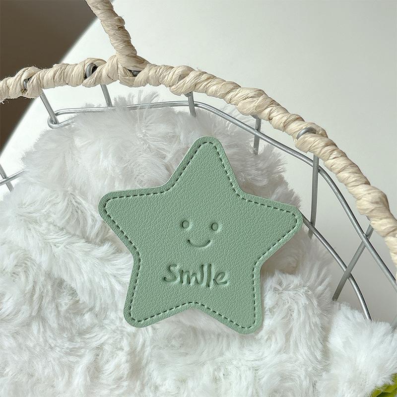 Solid Color Leather Pentagram Mobile Phone Airbag Bracket Pasted Portable Desktop Folding Ring Bracket Simple Internet Celebrity