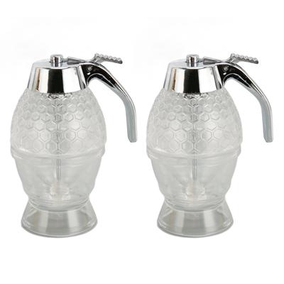 2 Set Honey Dispenser Syrup Dispenser Hourglass Shape Leakproof Transparent Honey Dispenser for
