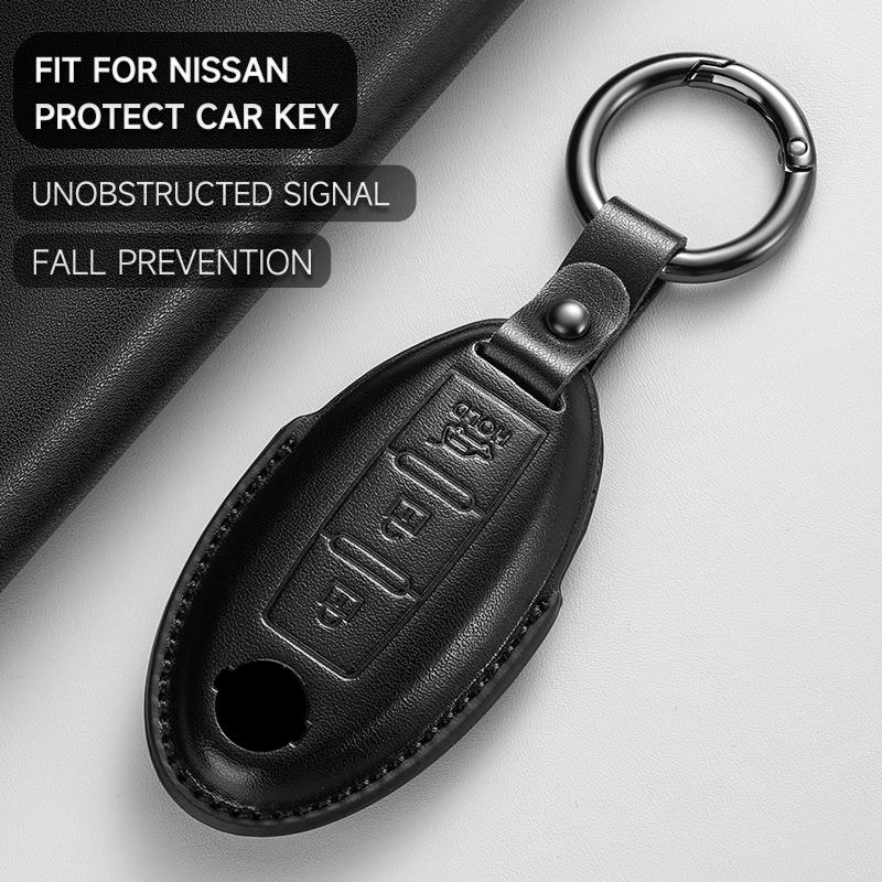 Leather Car Key Cover Case Protection Shell Keychain For Nissan X-Trail T33 Qashqai J12 Altima Teana Maxima Quest Patrol Murano