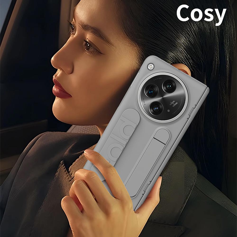 Für Oppo Find N3 5G Hülle Ständer Armband PC Handyhülle mit gehärteter Glasfolie