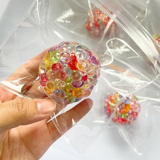 2/3/5Pcs Bead Filled Stress Ball Anxiety Stress Relief Beaded Ball Squeeze Toy Portable Travel Soft TPR Textured Ball Sensory Fidget Toy