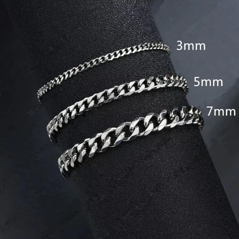 Silver/Gold/Black Cuban Chain Bracelet Stainless Steel Couple Bracelet for Men Women