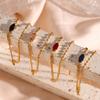 18K Gold Plated Stainless Steel  Bracelet Red Black Blue Pink Zircon Bangle Fashion Chain & Link Bracelets for Party