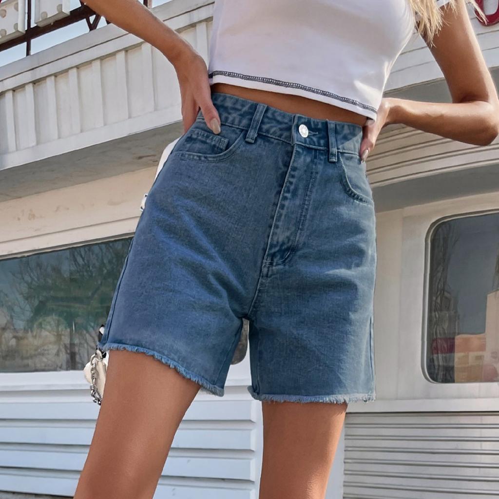 Pantaloni scurți casual din denim elastic, confortabili și la modă pentru femei