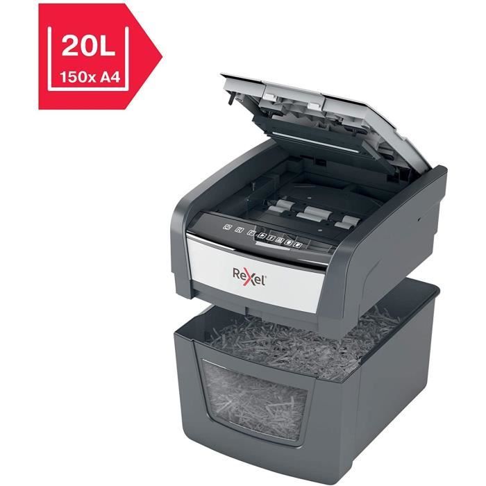 Destructeur De Documents - REXEL - Optimum Auto+ 45X - Coupe Croisée - Sécurité P4 - 20L